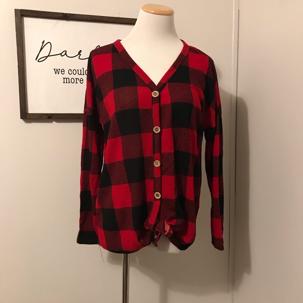 Plaid High Low Top